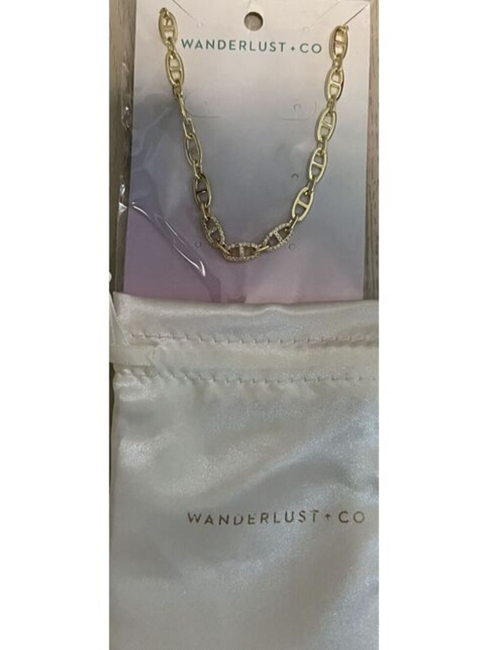 Wanderlust + Co Gold Chain Link Bracelet with Crystal Detail
